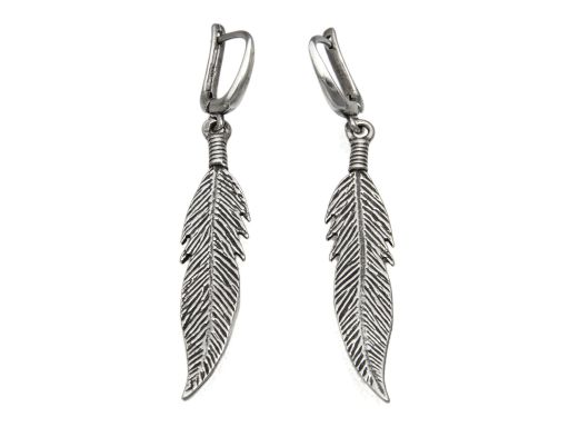 Kolczyki srebrne - pióra