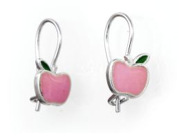 Kolczyki srebrne - różowe jabłuszka