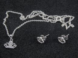 Komplet biżuterii srebrnej - korona
