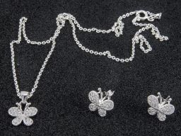 Komplet biżuterii srebrnej - motylki