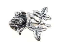 Broszka srebrna - róża