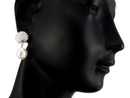 Kolczyki srebrne - muszle z perłami