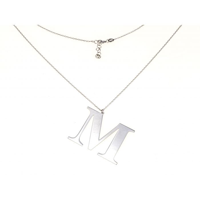 Naszyjnik srebrny rodowany - litera M