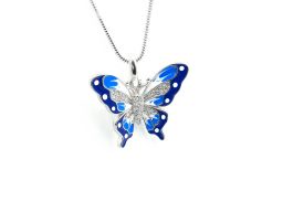 Wisiorek srebrny kolorowy motyl