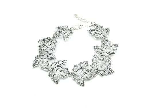 Bransoletka srebrna liście...