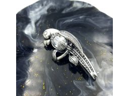Broszka srebrna papuga