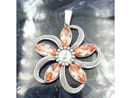 Wisior srebrny kwiat z kryształkami Rose Peach
