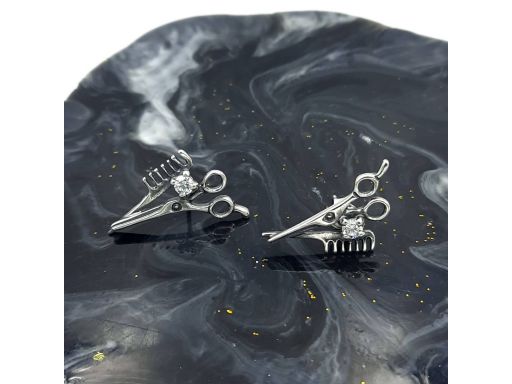 Kolczyki srebrne nożyce i...