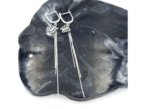 Kolczyki srebrne długie motyle