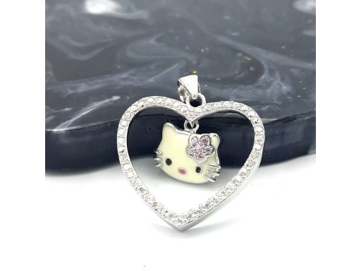 Wisiorek srebrny kotek w...