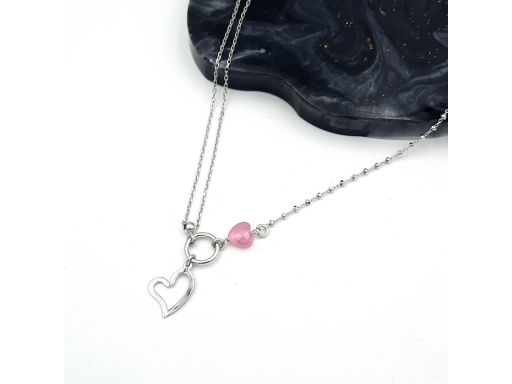 Naszyjnik srebrny z różowym...