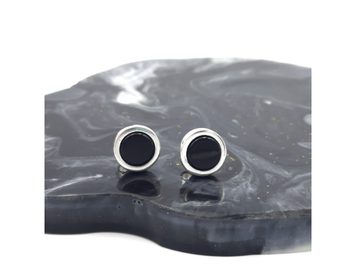 Kolczyki srebrne z czarnym...