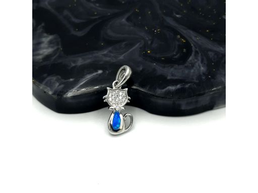 Wisiorek srebrny kotek z...