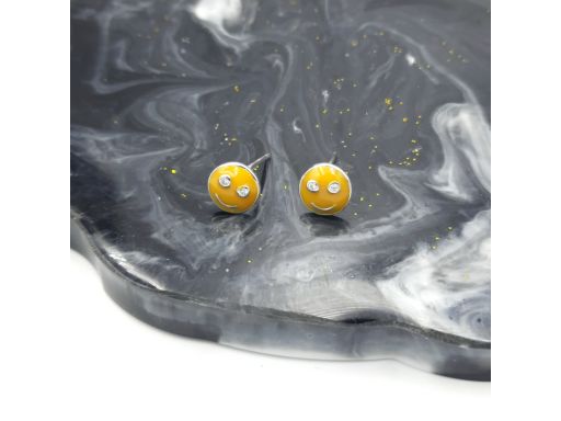 Kolczyki srebrne żółte emotki