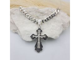 Srebrny krzyżyk prawosławny z figurką Jezusa