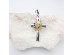 Krzyżyk srebrny z pozłacanym orłem