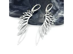 Kolczyki srebrne duże długie skrzydła 3d