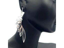 Kolczyki srebrne duże długie skrzydła 3d