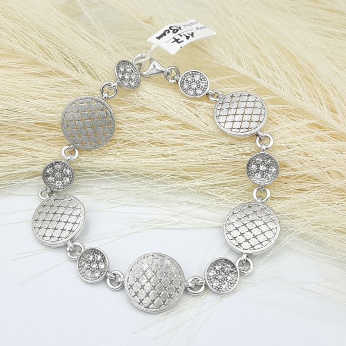 Bransoletka srebrna satynowa z cyrkoniami