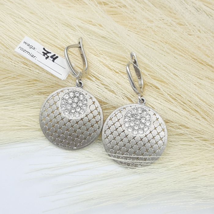 Kolczyki srebrne z cyrkoniami satynowe