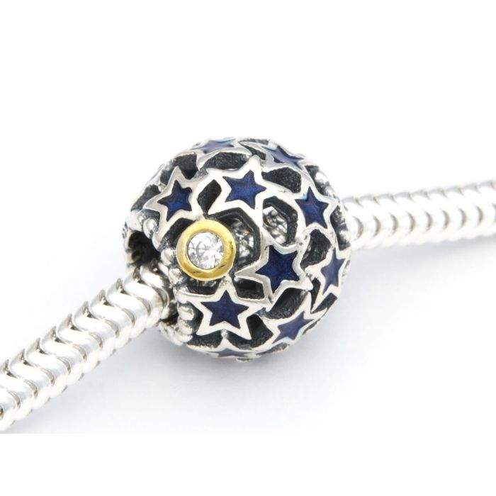 Srebrna zawieszka Charms niebieskie gwiazdki Srebrna zawieszka Charms niebieskie gwiazdki