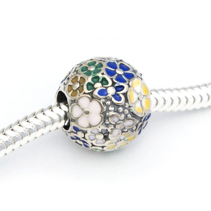 Srebrna zawieszka Charms kolorowe kwiaty Srebrna zawieszka Charms kolorowe kwiaty